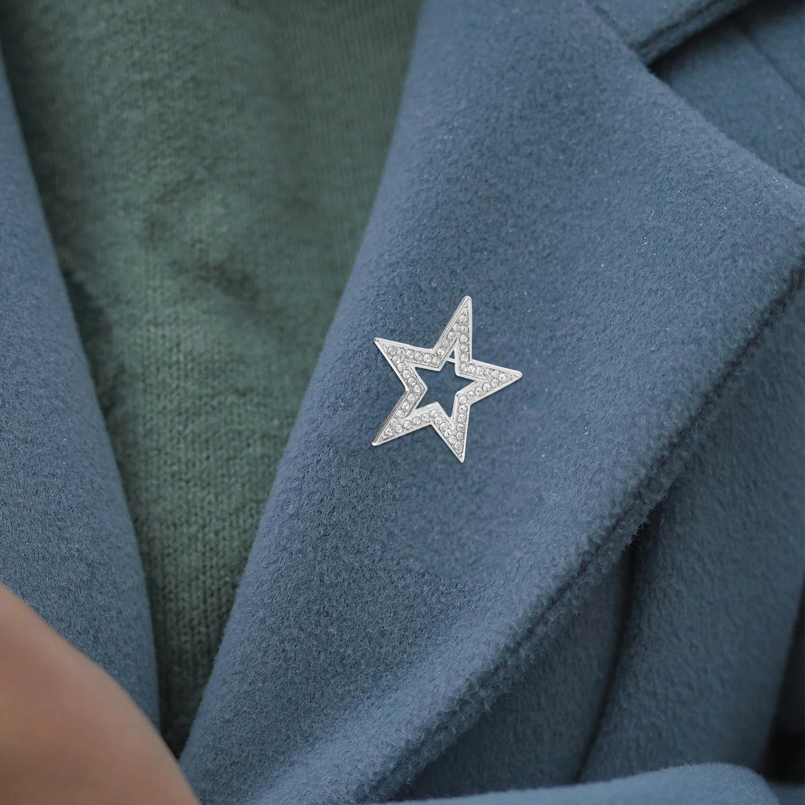 

2pcs Five-Pointed Star Brooch Rhinestone Alloy Pin For Suit Shirt Dress Scarf Shawl Collar Clip Wedding Party Accessory