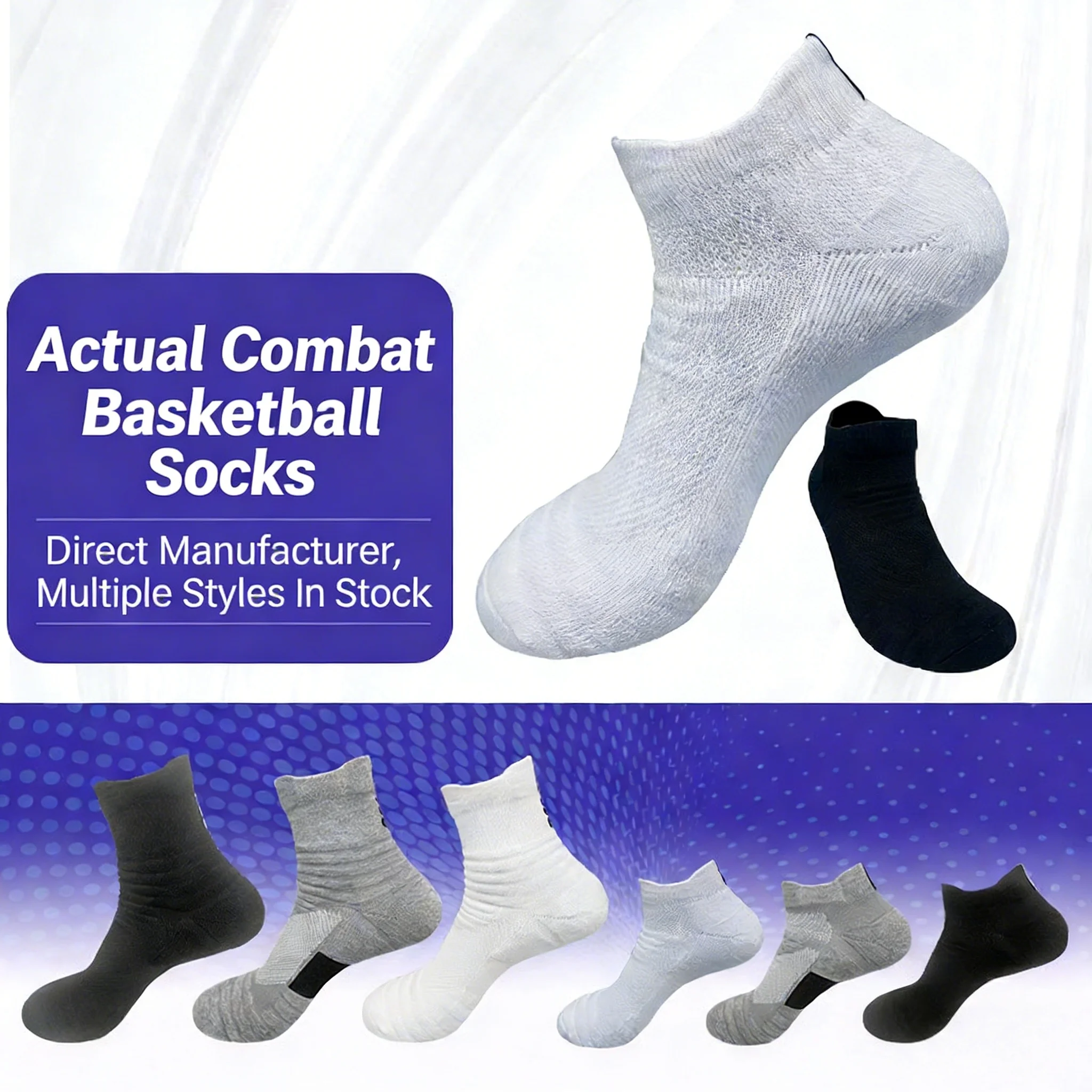 

3/4/ Pairs Sport Running Socks Athletic Breathable Mesh Thick Compression Basketball Socks Sweat Absorb Professional Cycling Soc