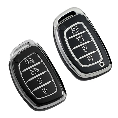 Funda plateada de Tpu para llave de coche, accesorio para Hyundai Ix35, Ix45, I10, I30, I40, Tucson, Santa Fe, Rena, Sonata, Elantra, Creta, 3 y 4 botones