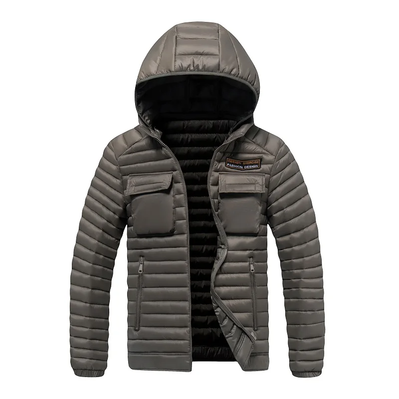Winter Lightweight Hooded Parkas for Men Fashion Comfortable Warm Male Clothes Solid Color Casual Outerwear Windproof New Style