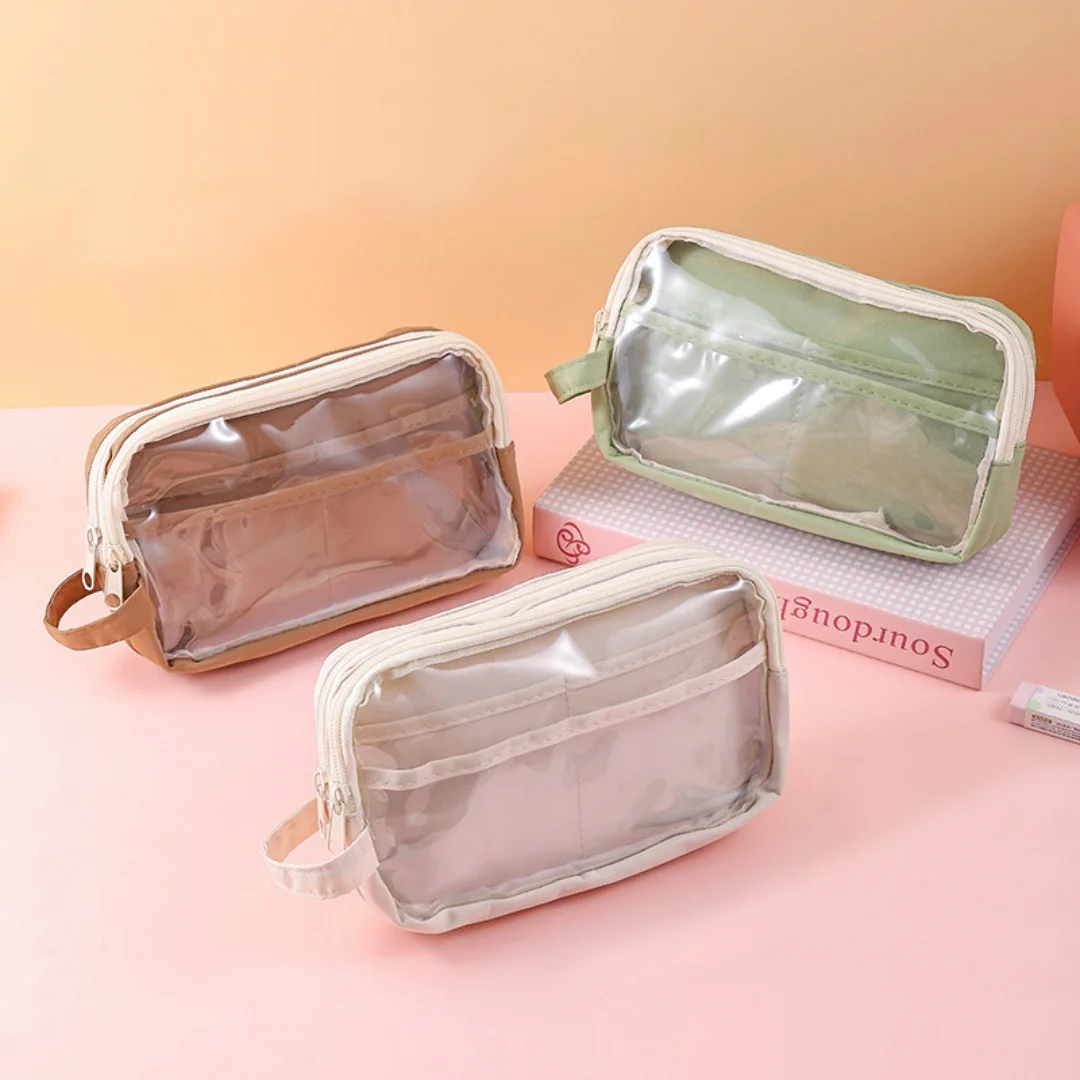 Five-Layer Transparent High-Appeal Student Pen Bag Large Capacity INS Desktop Stationery Storage Bag