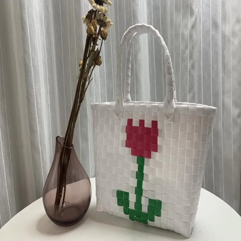 Women's Bag, Tulip Woven Bag, Handbag, Handmade Flower Arrangement Basket, Handbag, Bridesmaid Gift, Party Gift