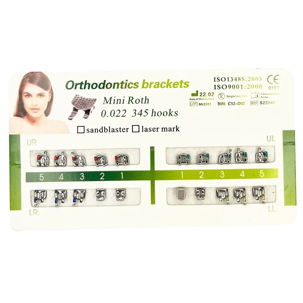 20Pcs/Pack Mini Roth/MBT/Edgewise 022 Slot Dentist Bracket Dental Metal Bracket Dental Orthodontic Metal Braces Bracket