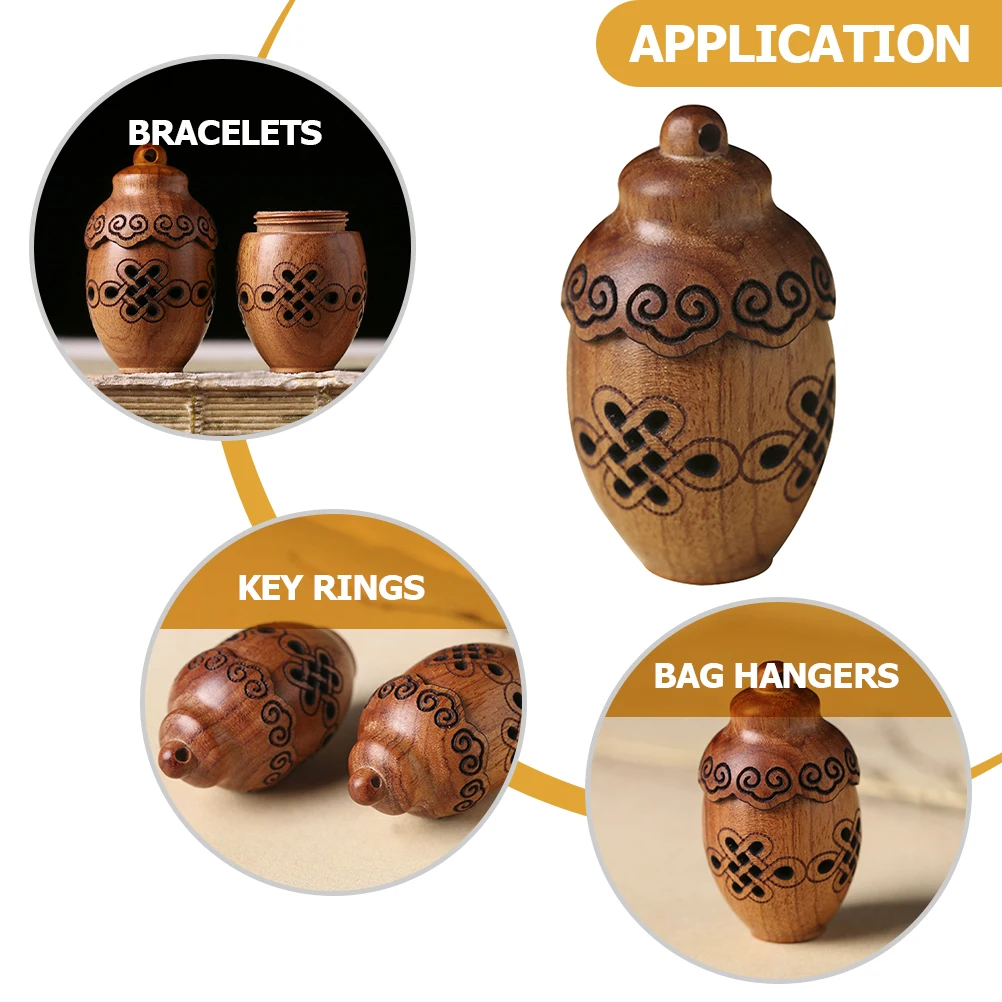 

Creative Aroma Beads Container Hollow Diy Wood Small Bottle Portable Decorative Pendant For Bag Hanging Multi-Function Carving