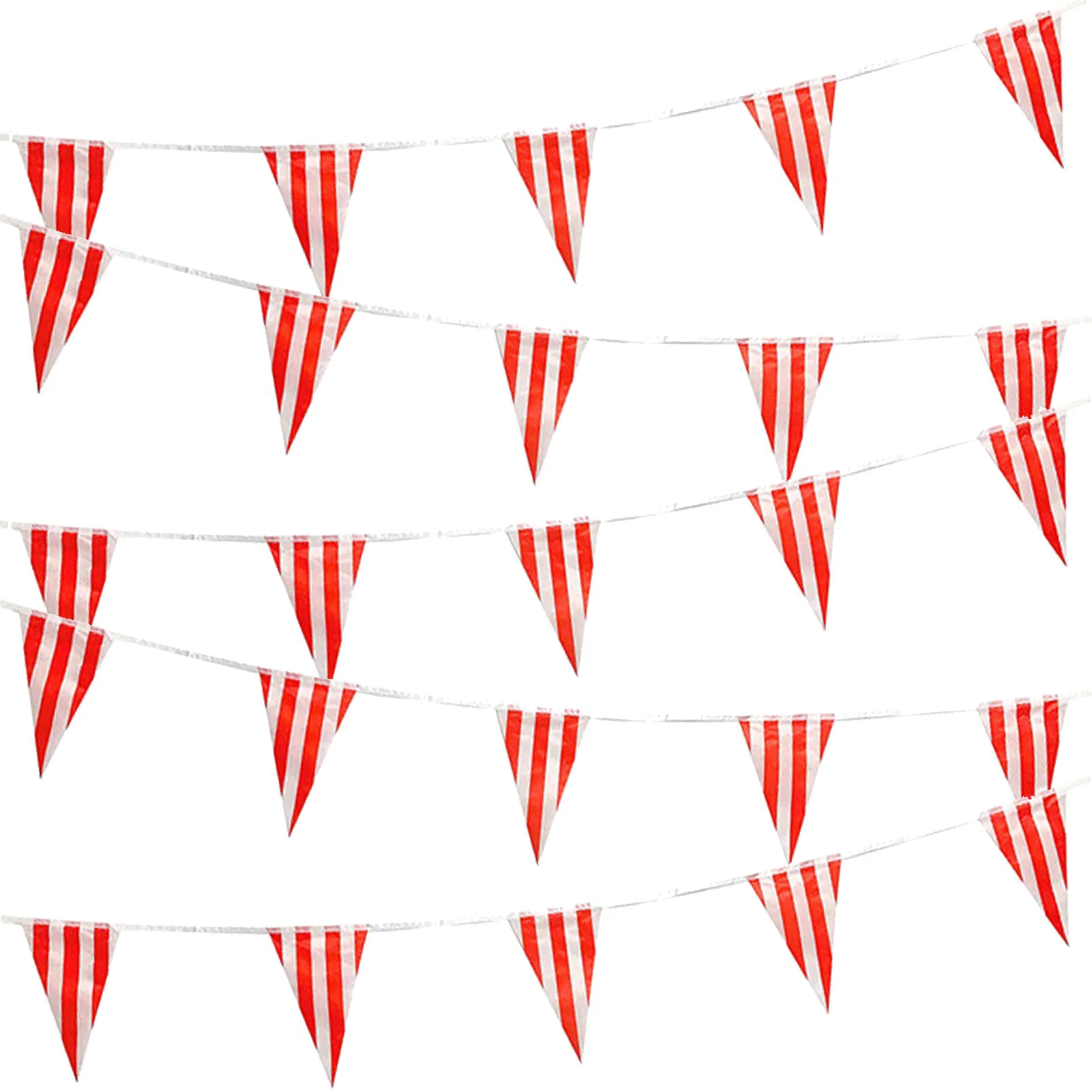 Carnival Circus Bunting Banner Red And White Bunting Flag Red And White Pennant Banner Striped Triangle Flags Banner For