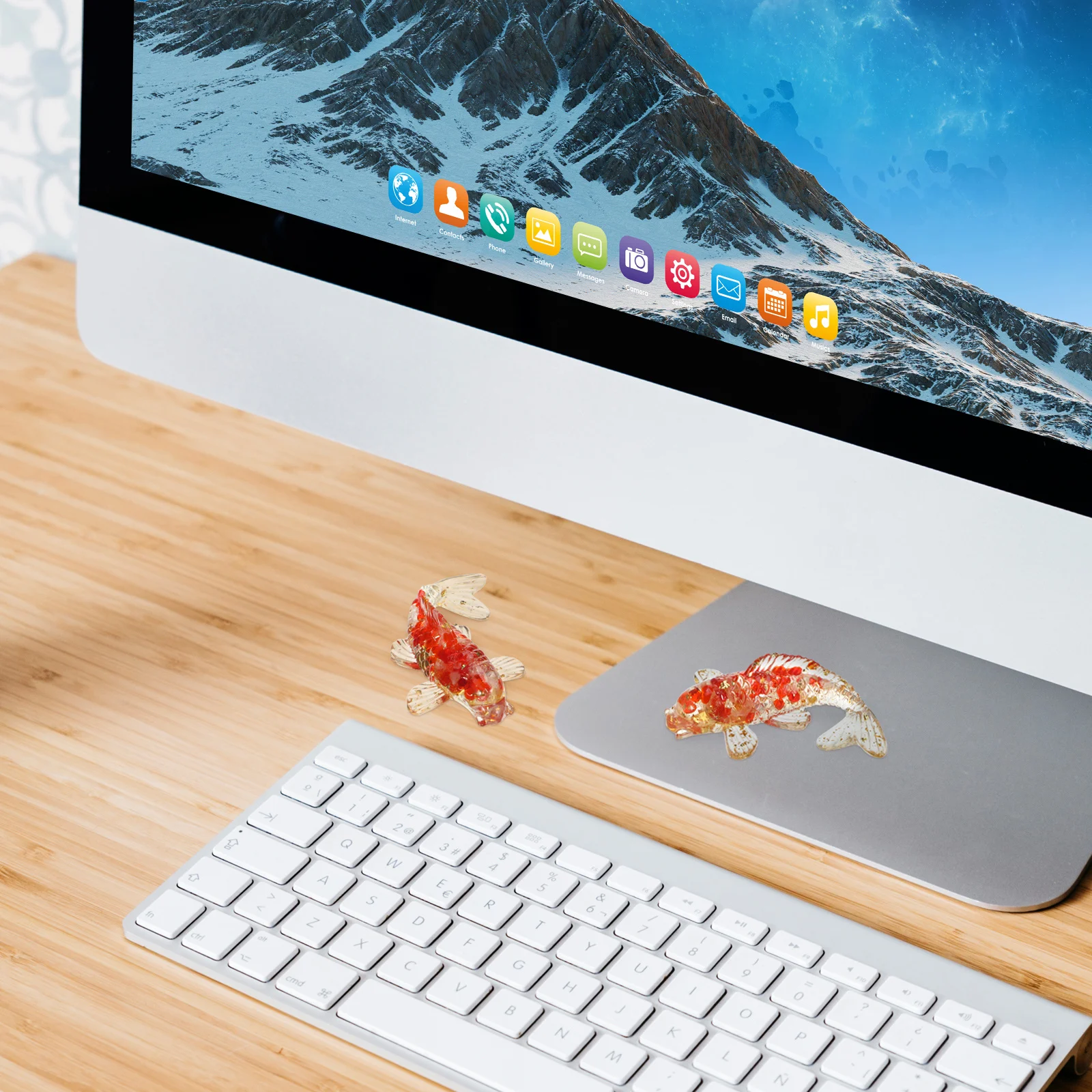 2 Stück Kristall-Koi-Dekoration, elegantes künstlerisches Design für Büro, Schreibtisch, Inneneinrichtung, Tisch, Fisch, Figur, kleiner Raum, Dekor-Idee