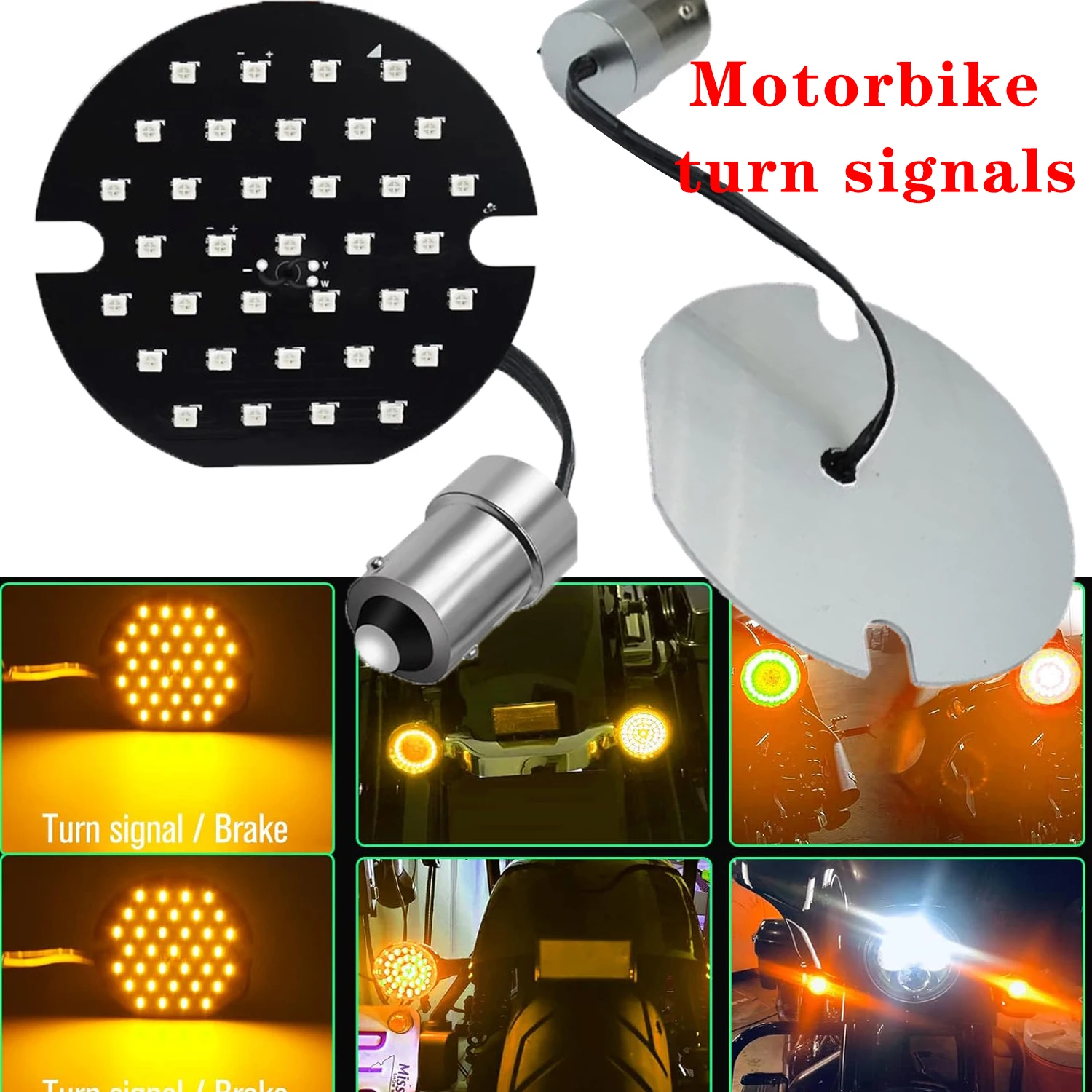 For Harley Davidson LED Turn Signal Lights,3 1/4 inch 1157 1156 Motorcycle LED Tail Lights 2pcs DC12-24V