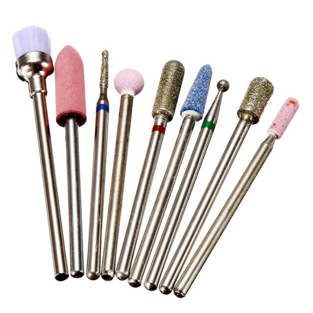 9 قطعة أداة آلة تلميع المعادن لطحن الأظافر لإزالة الجلد الميت لقم الثقب المخاريط المستديرة