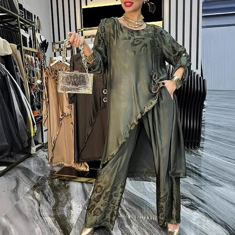 Fashion Women Leopard Print Ring Buckle Matching Set Casual Jumpsuit Playsuit Overall