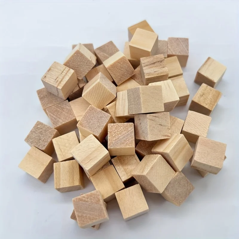 50pcs 0.39inch Wooden Blocks Small Wood Cubes, For Crafts And Puzzle Making DIY Home Decor