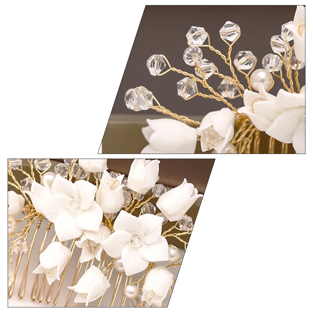 

Crystal Floral Hair Comb Wedding Bridal Accessories Elegant Headpiece For Women Party Occasions Durable Stylish Hair Decoration