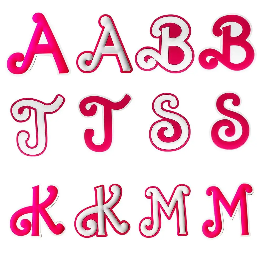 Charming PVC Rubber Bag Charms for Bogg Bag Alphabet Letter Decorative Charm for Beach Tote Pink Decorations Inserts Charms