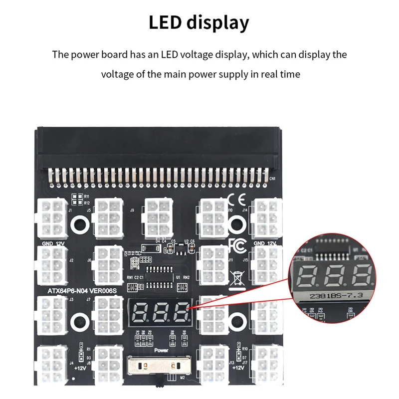 Breakout Board 17 Port 6Pin LED Display Power Module Server Card 6Pin To 8Pin Cable For HP 1200W 750W PSU GPU BTC Mining