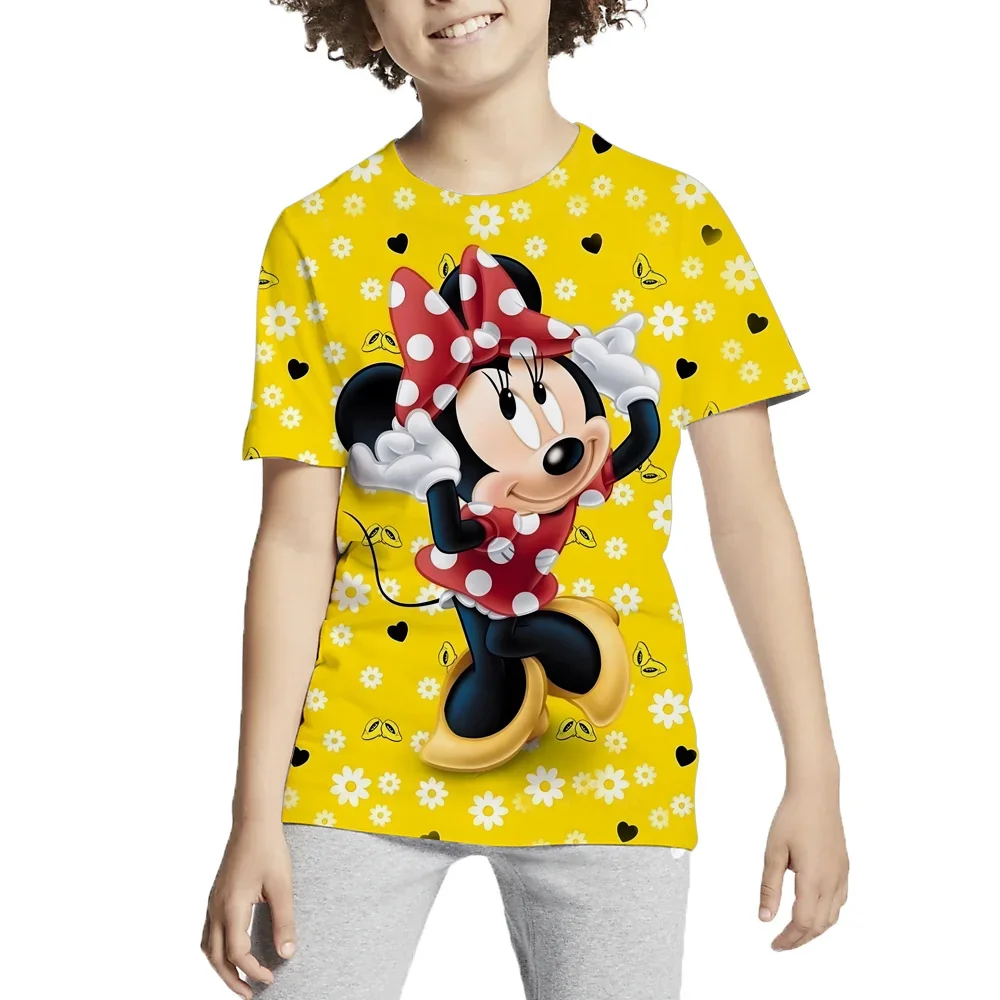 2024 Summer Disney Casual 3d Print Mickey Mouse T-shirt Girls Boys Fashion Casual O-neck Short Sleeve Street Children's Top Tees