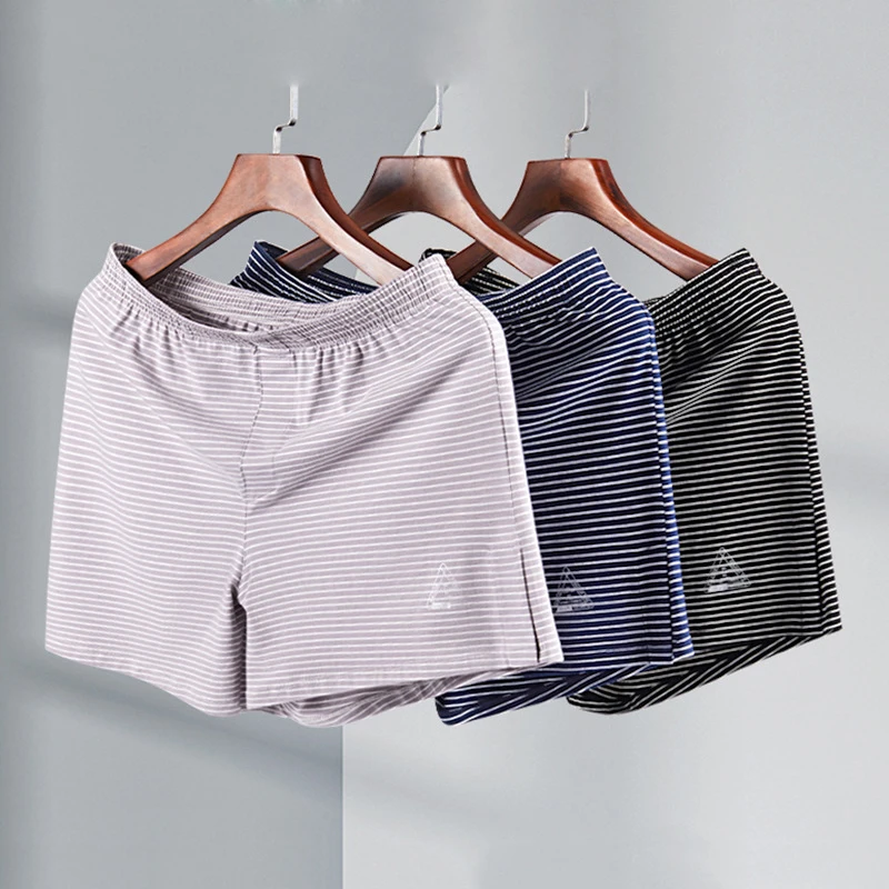 Men's Cotton Striped Boxer Briefs Breathable Comfortable Underwear Casual Home Shorts Aro Pants Men's Clothing