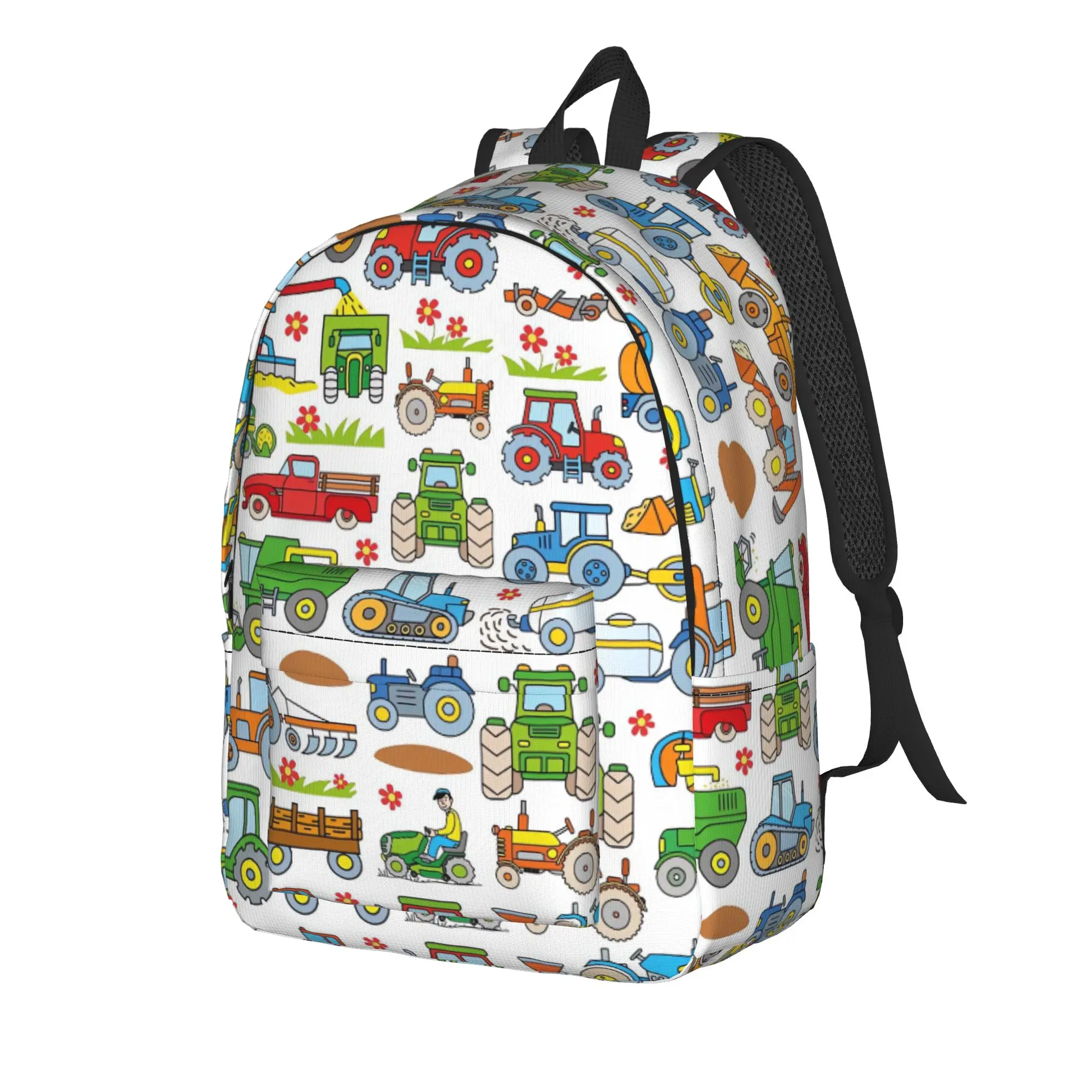 Tractors Farm Vehicles Backpack Male  Pattern Backpacks Polyester Pretty School Bags Travel Custom Rucksack