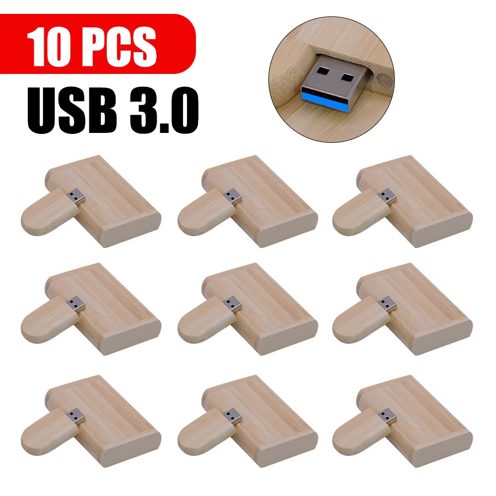 10pcs/Lot (Free LOGO) USB Flash Drive Wooden with Box Pendrive3.0 4GB 8GB 16GB 32GB 64GB 128G Memory Stick Creative Wedding Gift