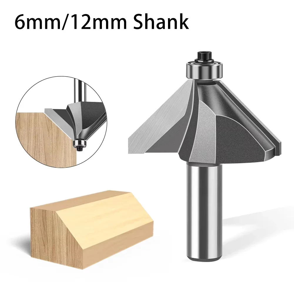 

6mm 12mm Shank 45 Degree Bevel Router Bit Woodworking Chamfer Milling Cutter For Wood Edge Angle Trimming