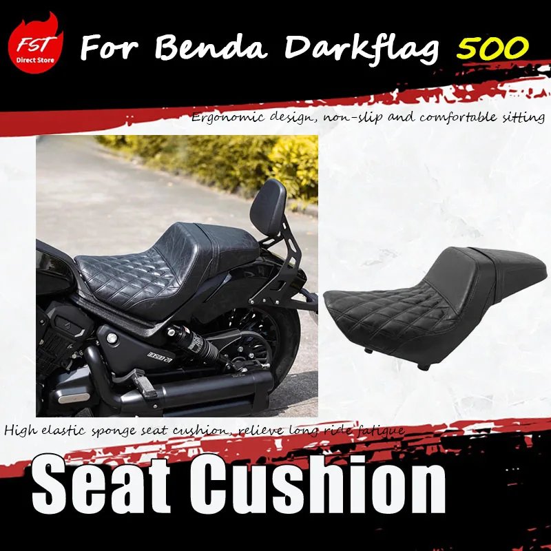 Integrated High-Low Seat Cushion with Tail Light, Non-Destructive Direct Mount Modification Parts for Benda Darkflag 500
