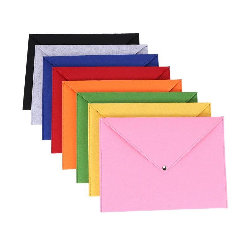 

8 Pcs Simple Solid A4 Big Capacity Document Bag Business Briefcase File Folders Chemical Felt Filing Products Student Gifts