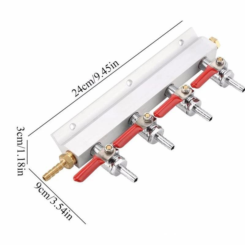 Beer CO2 Gas Shunt Splitter, 1/4 Inch Interface Gas Distribution Manifold for Homebrew Draft Beer Brewing