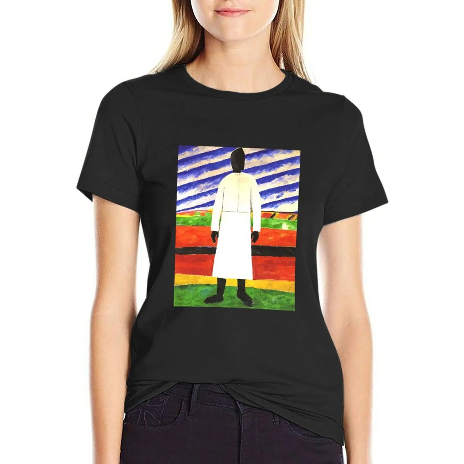 HD - Peasant Woman, by Kazimir Severinovich Malevich 1930 High Definition T-Shirt oversized workout shirts for Women loose fit