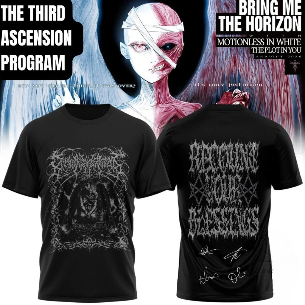 BMTH Bring Me The Horizon Third Ascension Tour T-shirt 2026 Back Tour Dates Print Unisex Oversized Metalcore Fan Short Sleeve view 3