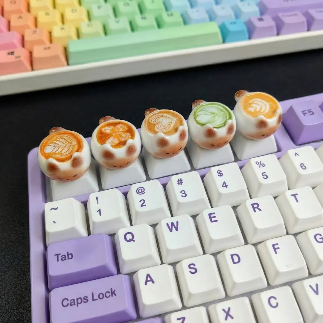 Coffee Tea Thai - Cute Thai Cat Coffee Cartoon Keycaps