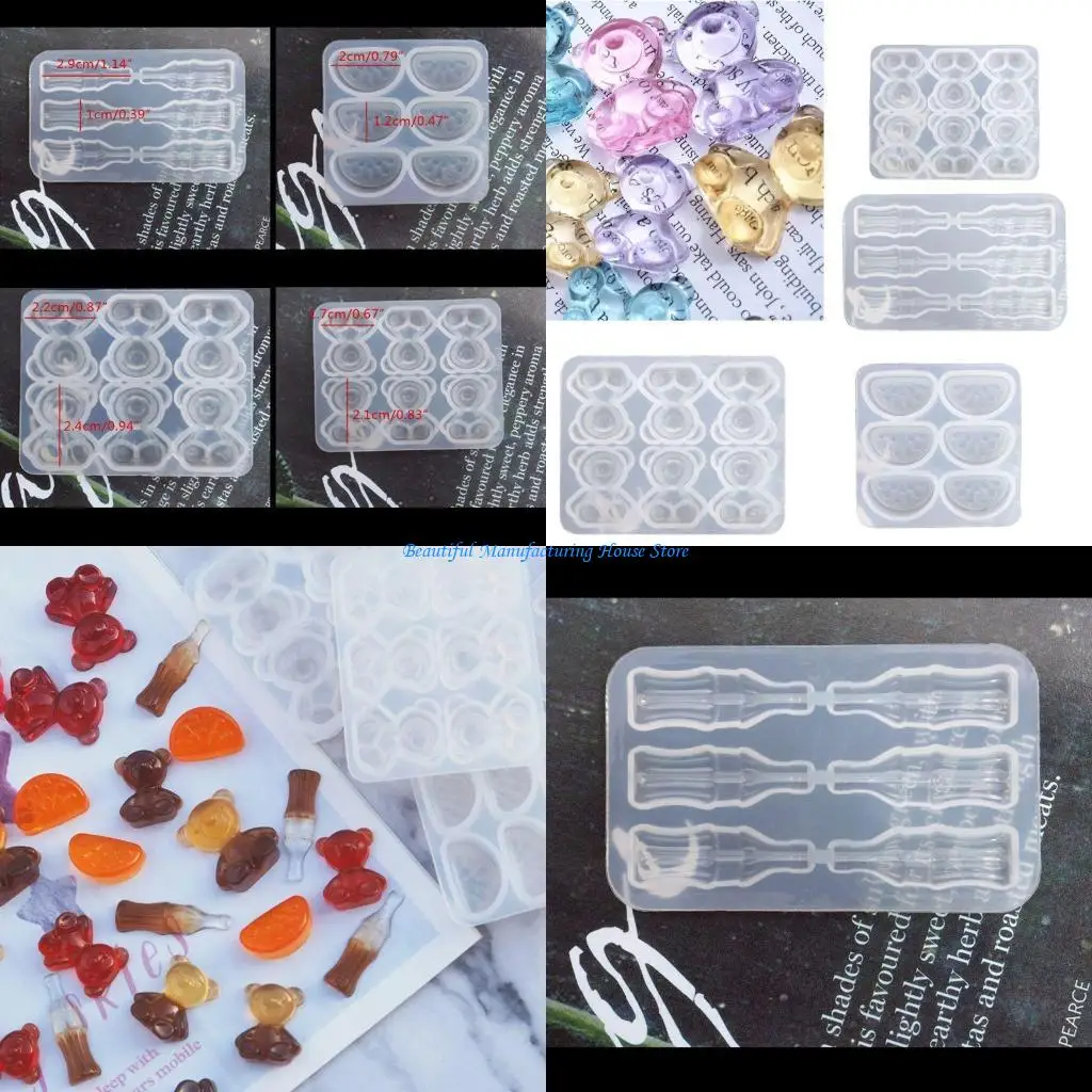 E56A DIY Bear Silicone Mold For Resin Fondant Epoxy Resin Molds Pendant Jewelry Tool