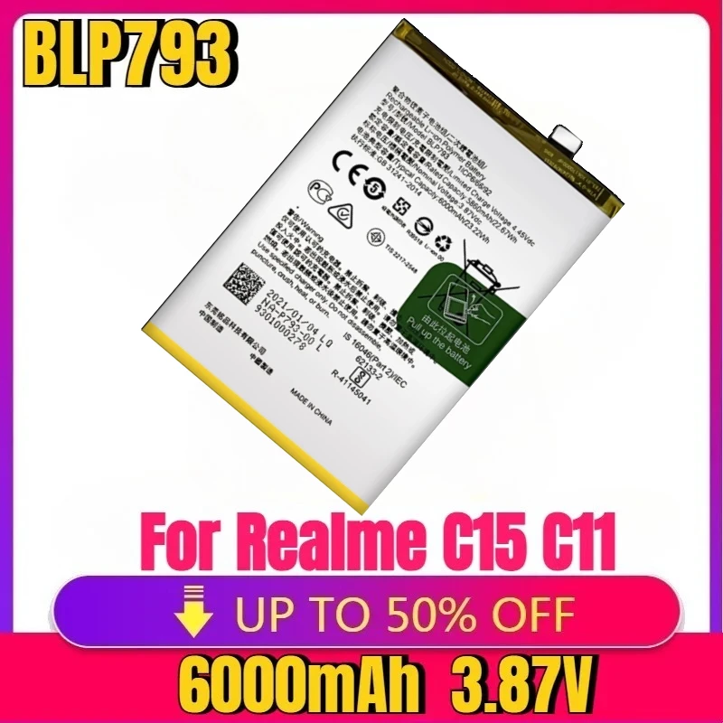

New High quality Battery BLP793 6000mAh Battery For Realme C15 C11 C12 C25 C25s Narzo 20 / Narzo 30A Mobile Phone Batteries