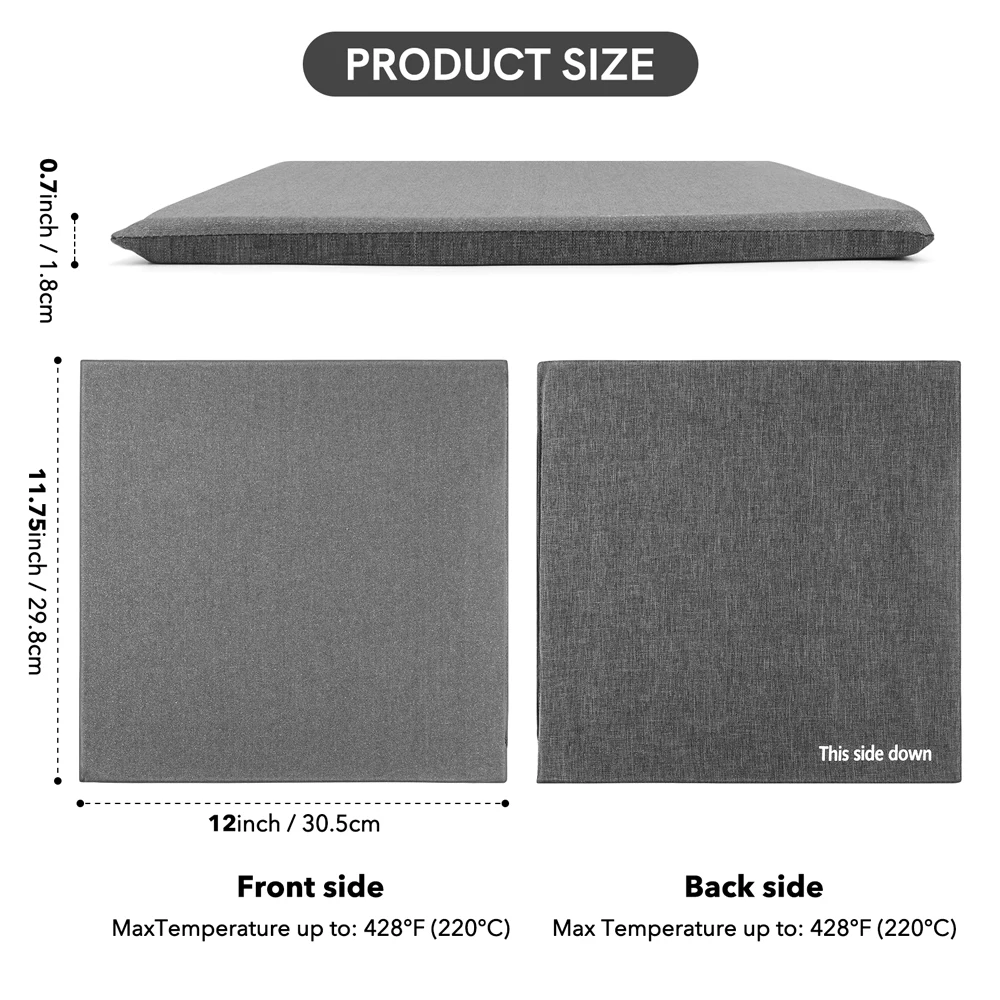 12x12 Inch Heat Press Mat Protective Heat Resistant Mat for HTV Craft Vinyl Iron On Projects Accessory DIY Vinyl Ironing Pad
