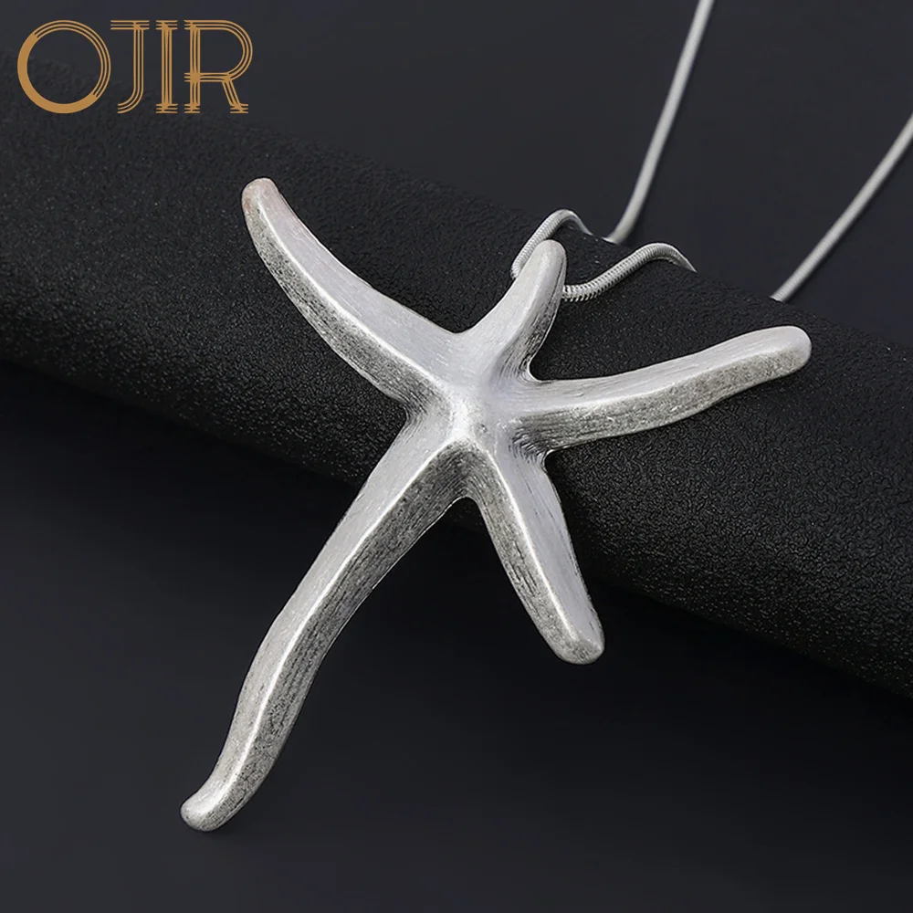 Vintage Starfish Long Chains Necklace Jewelry Gothic Suspension Pendants Accessories Chokers Korean Fashion Trending Products