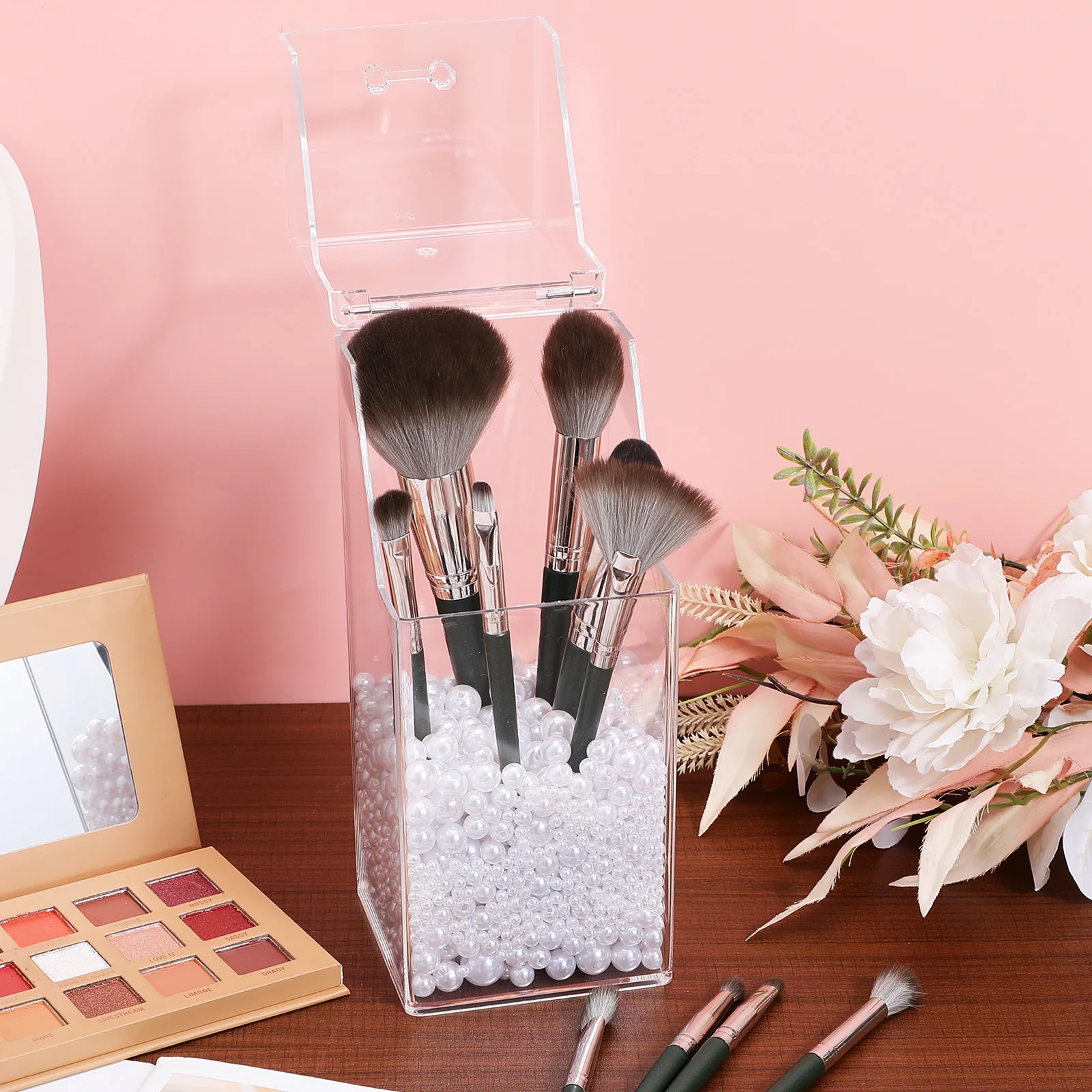 

2pcs Acrylic Pen Holder Stationery Storage Box Transparent Makeup Brush Desk ganizer Jewelry Display Tool Case