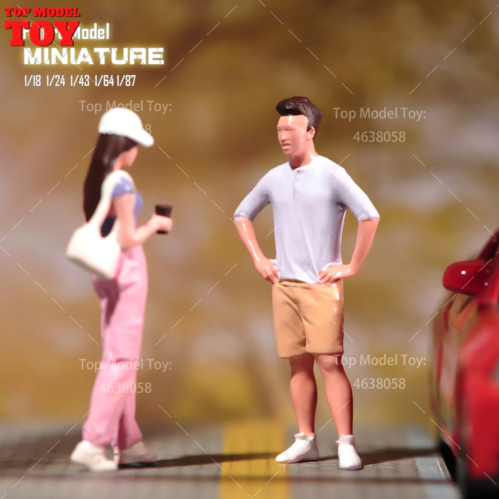 Painted Miniatures 1/64 1/87 1/43 1/18 Urban Beautiful and Handsome Guys Scene Figure Accessory Unpainted Model For Decorate