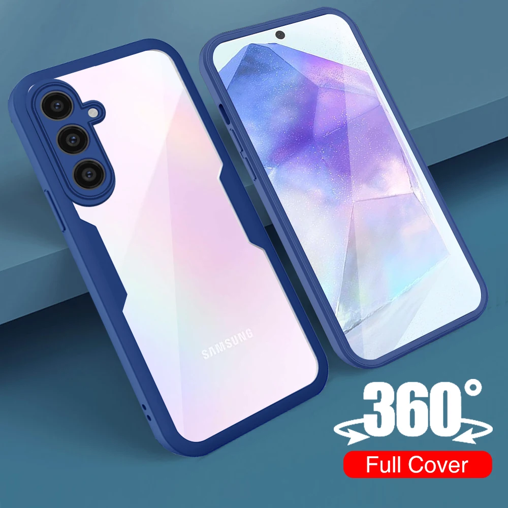 For Samsung Galaxy A55 Case 360° Double Sided Protect Cover Samsang Samung A 55 55A SamsungA55 5G Front PET Back Acrylic Fundas