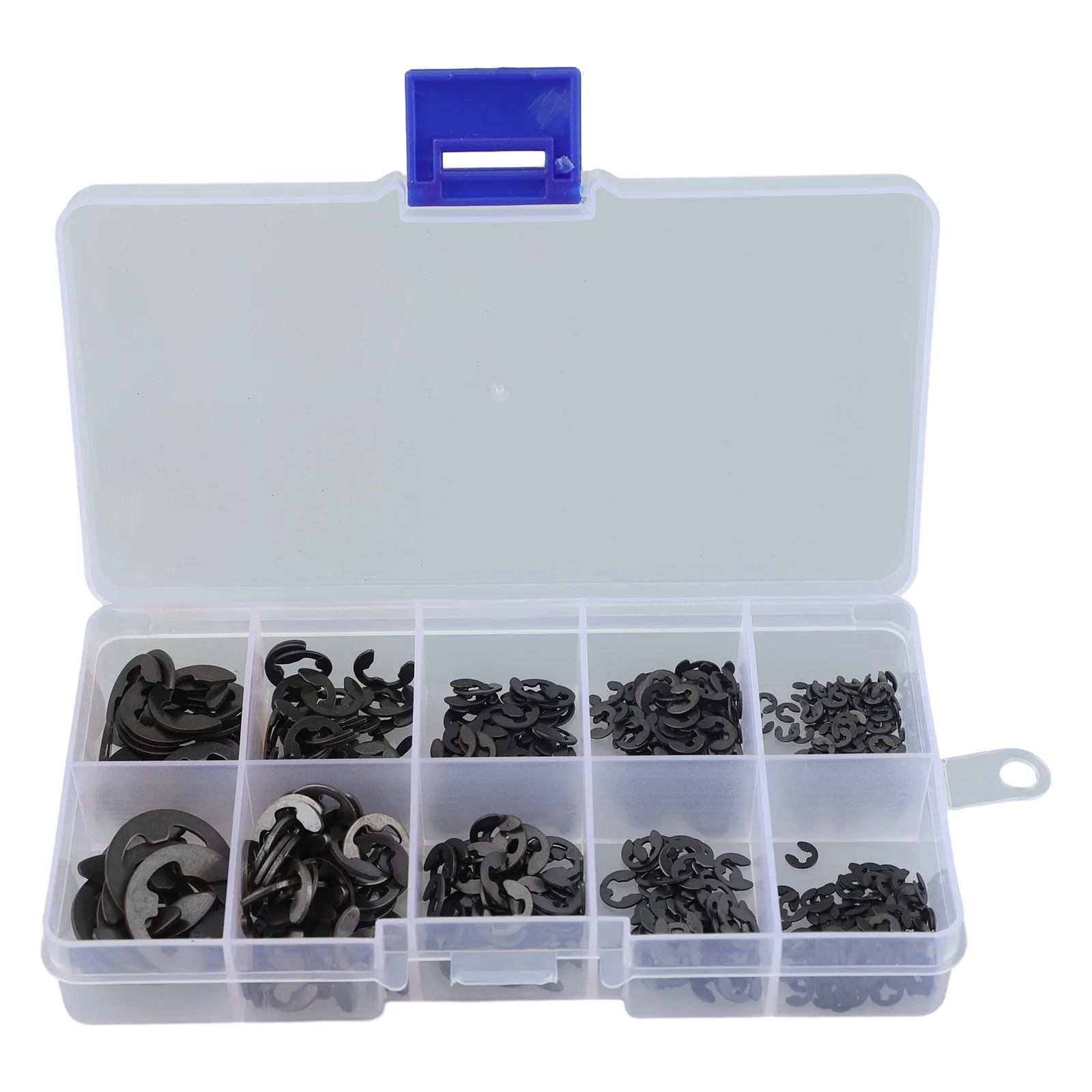 580pcs/set 10 Sizes 1.5-10mm Black Carbon Steel Shaft E Clip Snap Circlip Washer Furniture Multi-Tool Accessories