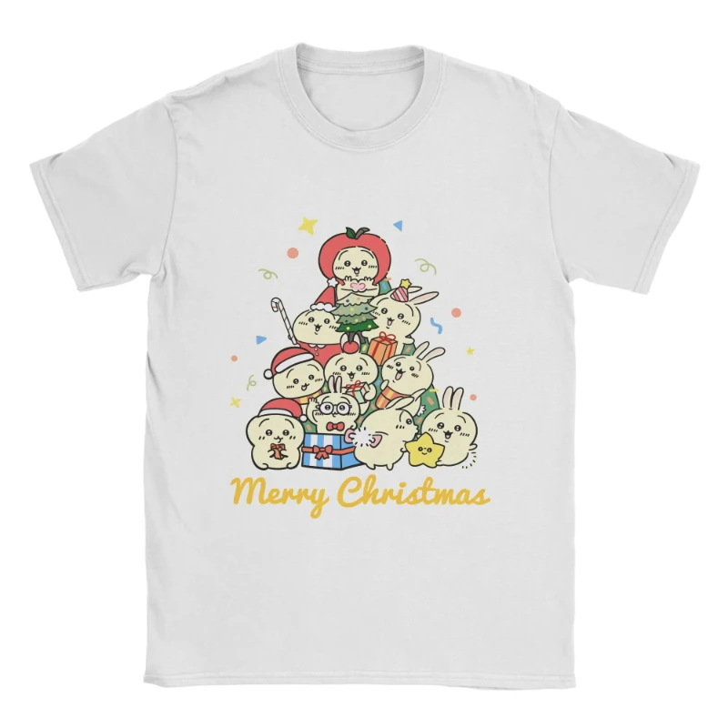 

Chiikawas Usagi Hachiware Merry Christmas мужские футболки новые футболки с короткими рукавами футболка с круглым вырезом хлопковые летние топы