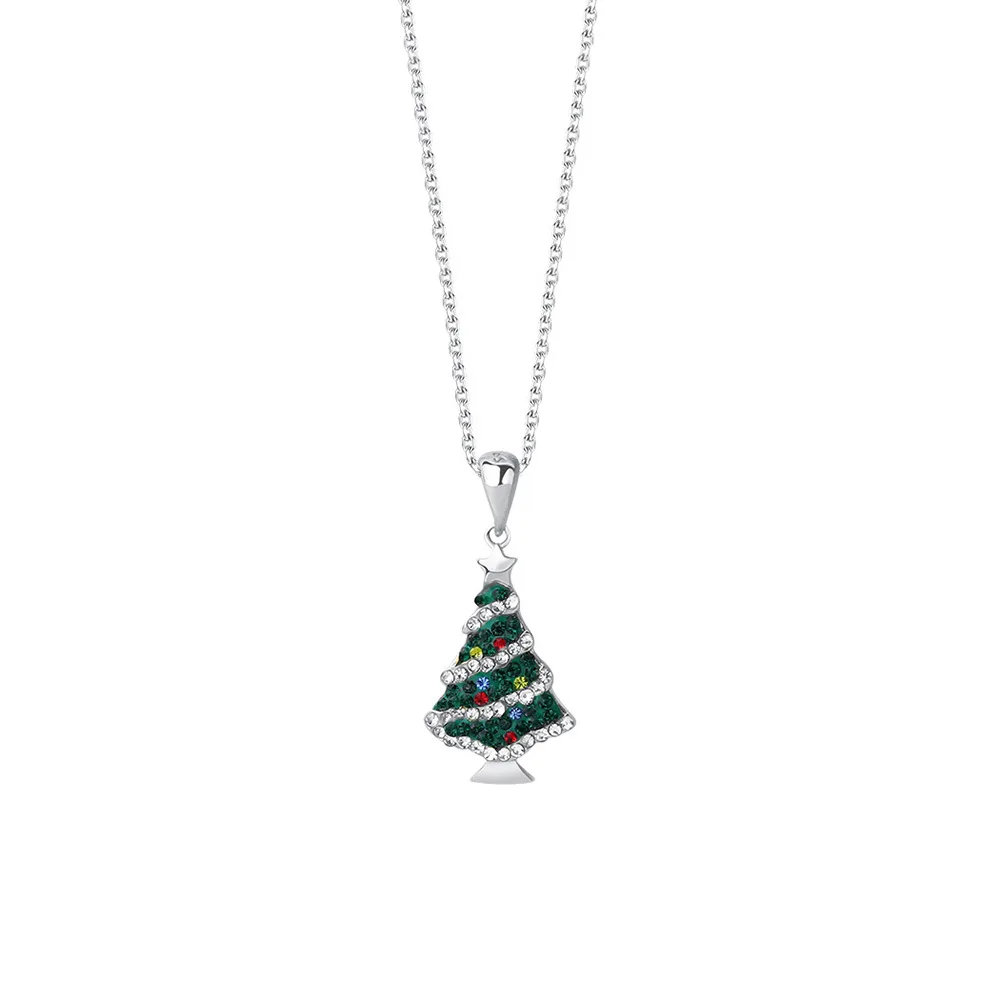 45cm Silver 925 Necklaces For Women On Neck Christmas Tree Silver 925 Chain Necklaces Girls Jewelry 925 Silver Necklaces Zircon