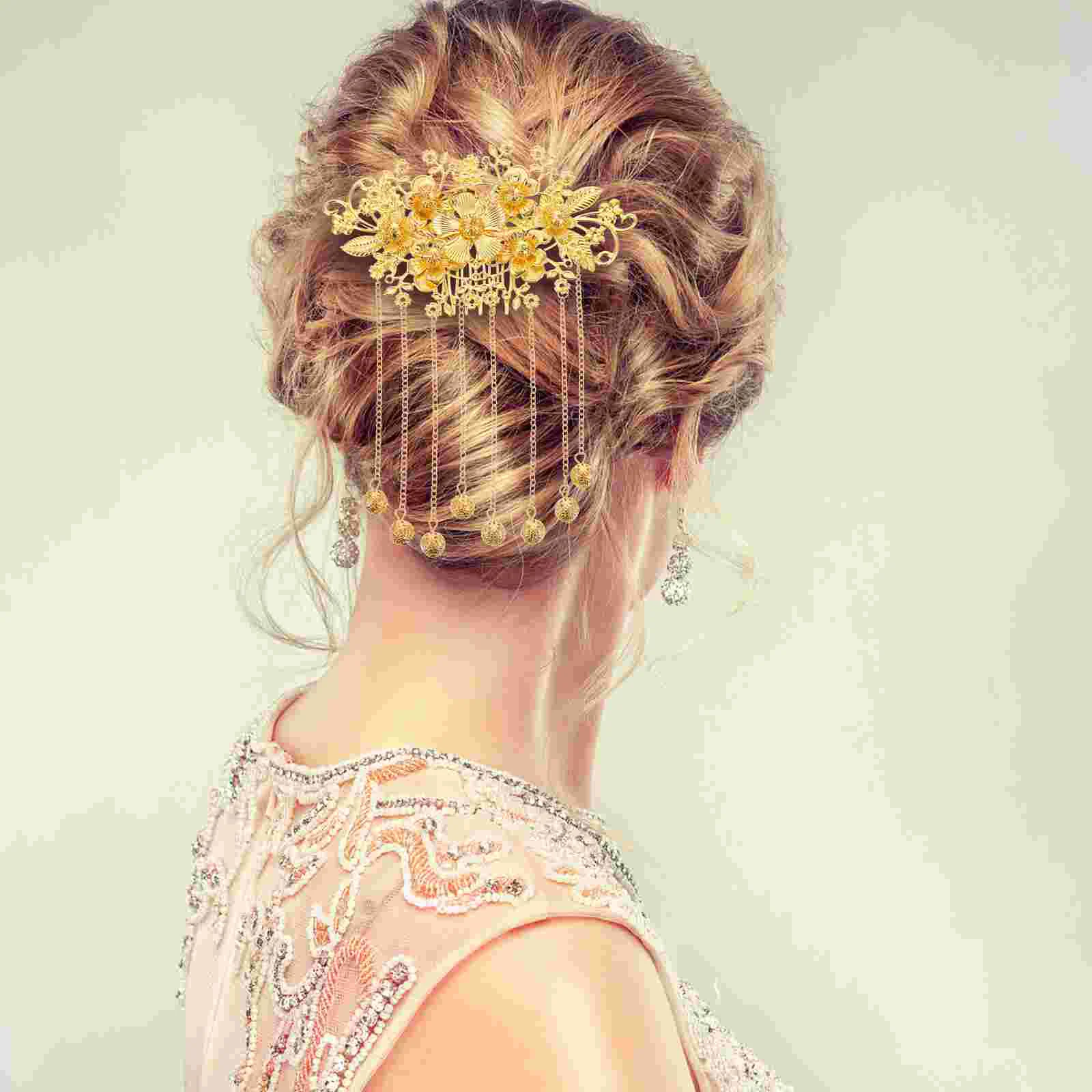 Wedding Hair Accessory Traditional Bride Vintage Accessories Hairpin Tassel Chinese Clip Decor