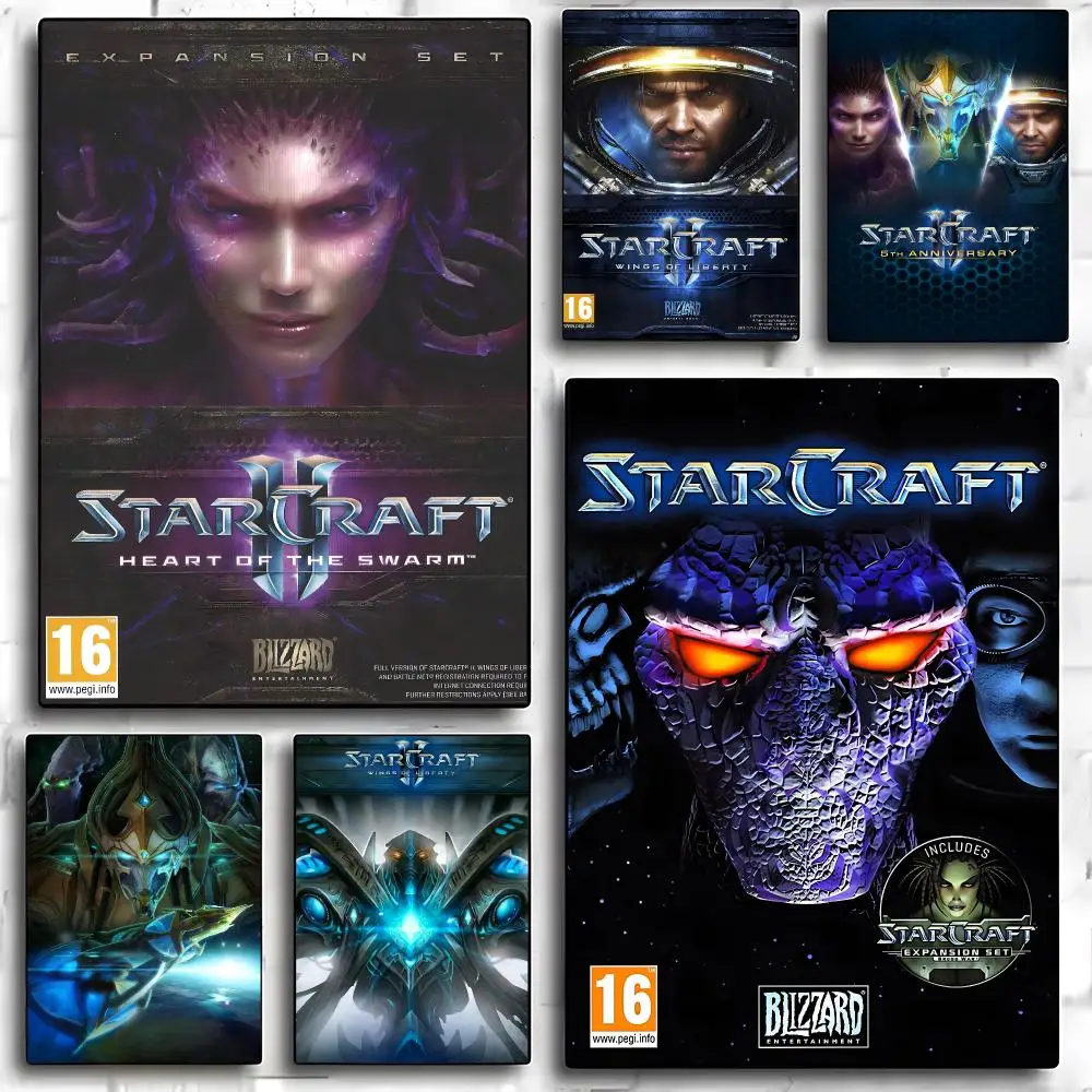 Постер игры S-StarCraft 2 HD, художественный, самоклеящийся, для декора стен комнаты, дома, водонепроницаемый, эстетичное украшение для дома, гостиной, бара.