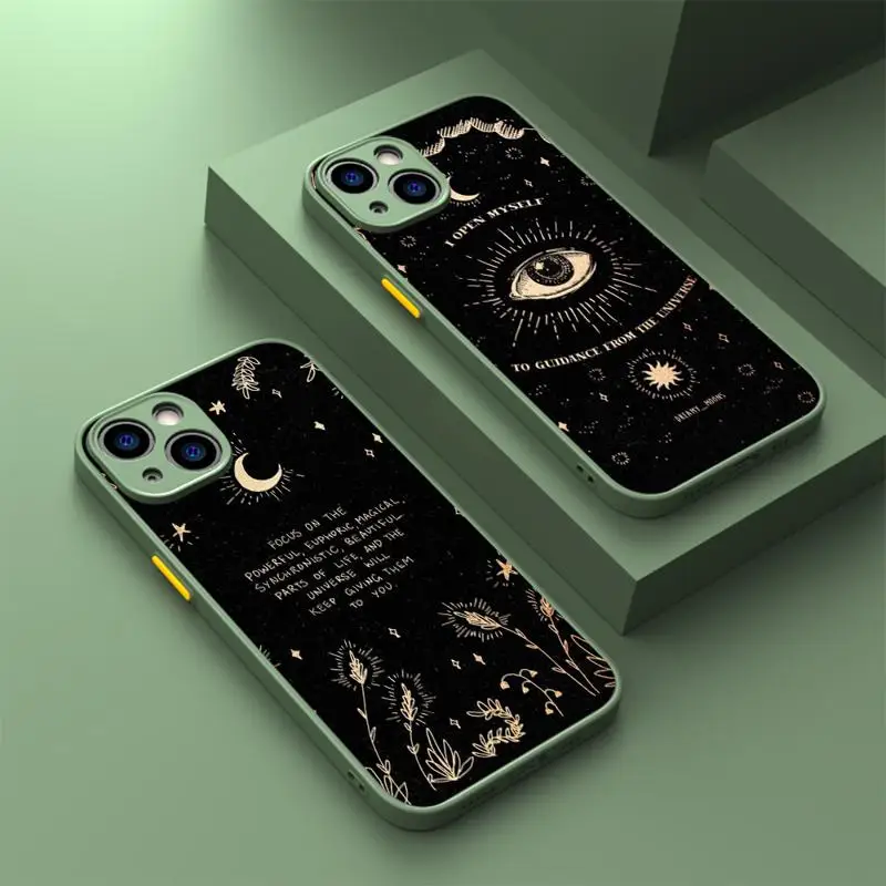 

phone case for Apple iPhone 11 Pro Max 15 13 14 Plus 8 12 Mini SE XS Protective Sleeve Cover funda Tarot Stars Eyes Moon Luck
