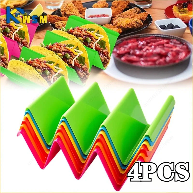 Soporte para tacos mexicano, estante para panqueques, soporte para tacos ondulado multicolor, bandeja para tortillas, bandeja de comida, herramientas de cocina para hornear, 4 Uds.