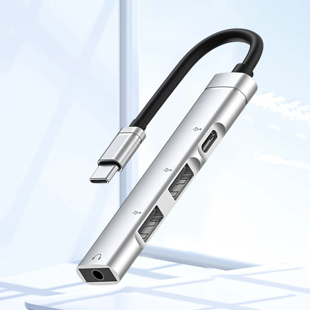 

Type C To USB Hub PD Fast Charging Type C 3 Port USB 2.0 Hub with Audio Jack Plug and Play for Mouse Keyboard Tablet