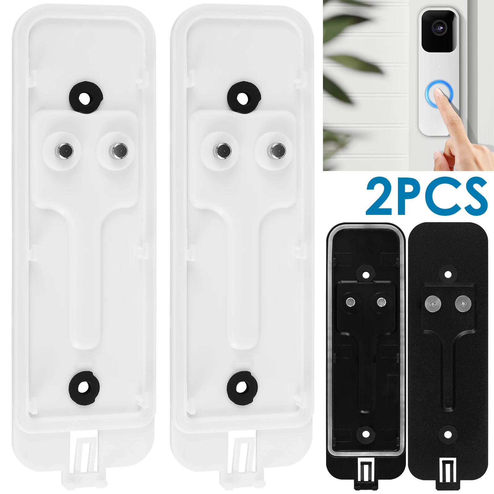 2Pcs Doorbell Backplate Set Plastic Doorbell Mounting Bracket Anti-Theft Doorbell Mount Not Block Doorbell Compatible with blink