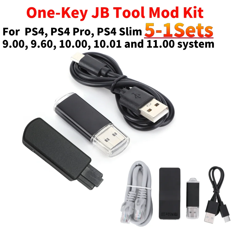

One-Key JB Tool Mod Kit USB-ключ JB USB-адаптер с комплектом кабелей Ethernet Type-C Игровые аксессуары для системы PS4 FW 9.0/11.0