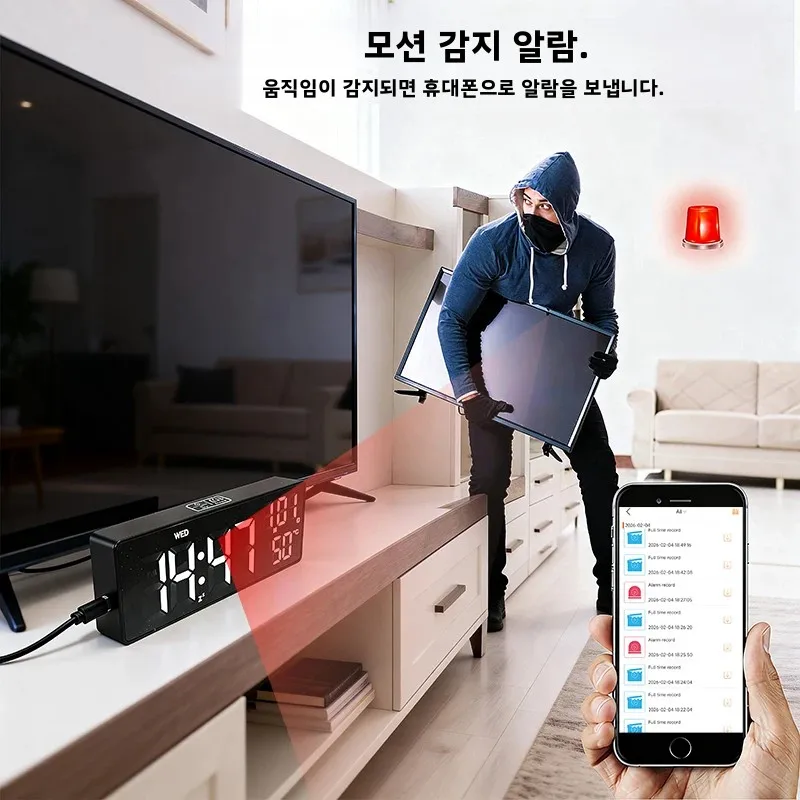 무선 WiFi 미니 시계 카메라 1080P 모션 감지 실내 가정 사무실 보안 DVR P2P 알람 카메라