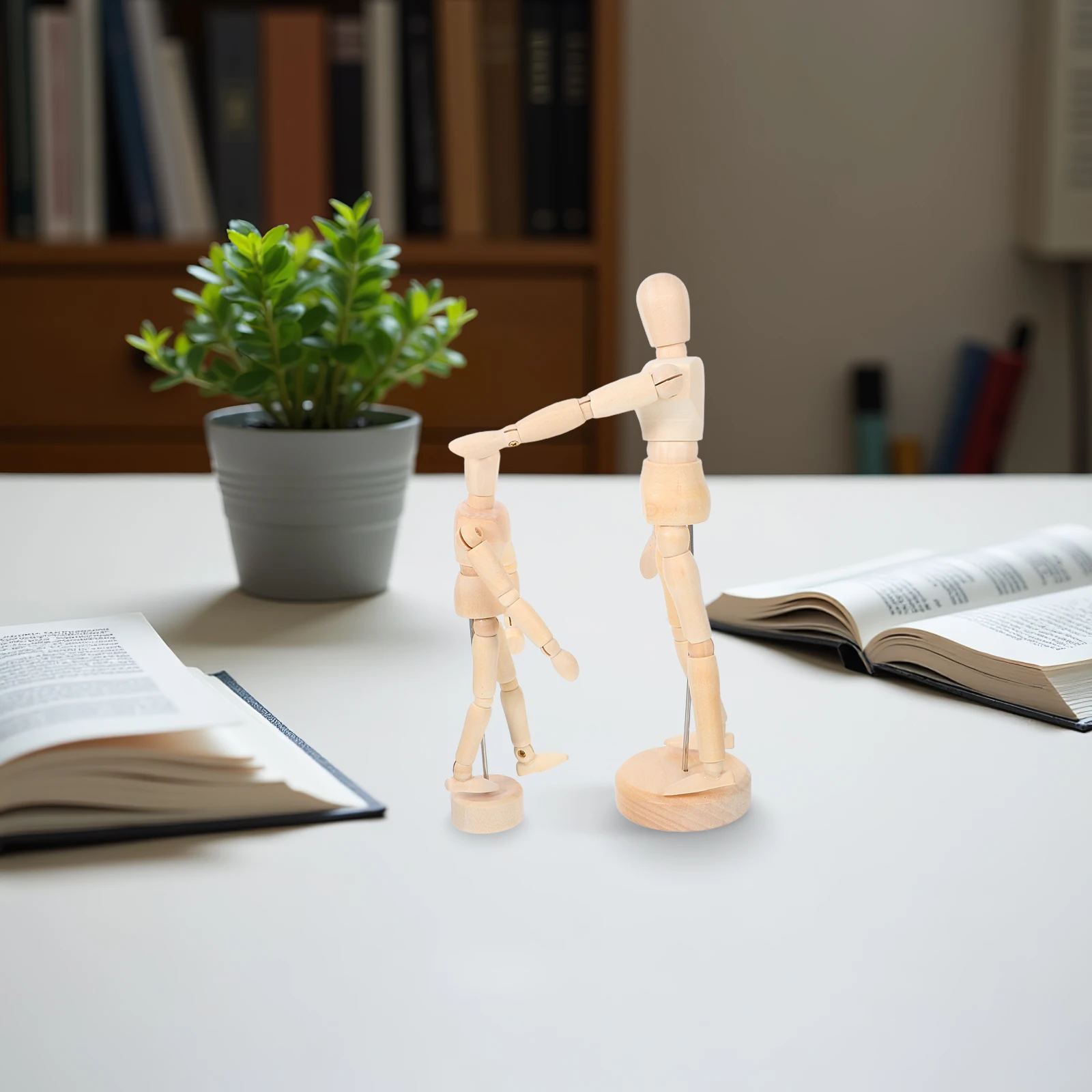 

2pcs Wooden Art Mannequin Flexible Jointed Human Figure Smooth Durable Natural Wood Craft Supplies For Painting Sketching Diy