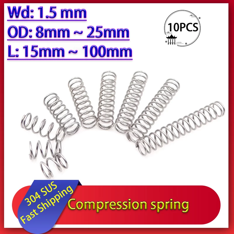 Wire Diameter 1.5mm 304 Stainless Steel Compression Spring Y-shaped Shock Absorption Return Spring Customizable 10Pcs