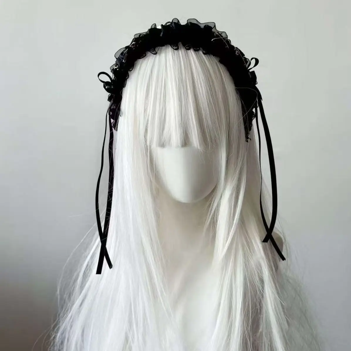 리본, 레이스 및 버클이 있는 소녀용 로리타 머리띠, 여성용 빈티지 스타일 헤어 밴드 후프, 할로윈 파티 헤어 액세서리