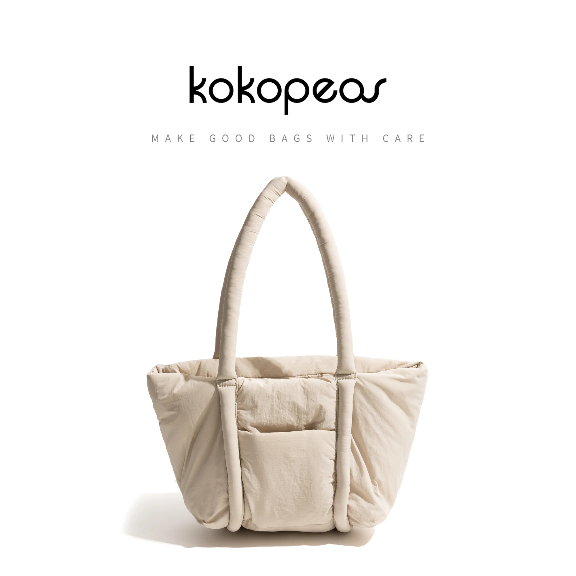 

KOKOPEAS Women's Winter Padded Down Quilted Tote Handbag Fluffy Solid Color Large Capacity Fashion Shopping Bag Simple Satchel